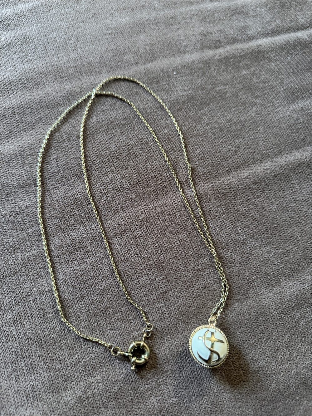 Gold-Tone Round Pendant Necklace with Nautical Accent